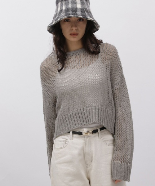 LAKOLE(ラコレ)の「モヘヤタッチクロップドニット / 977452(ニット/セーター・レディース・オフホワイト/グレー/ネイビー・SMALL/MEDIUM)」の9枚目の写真