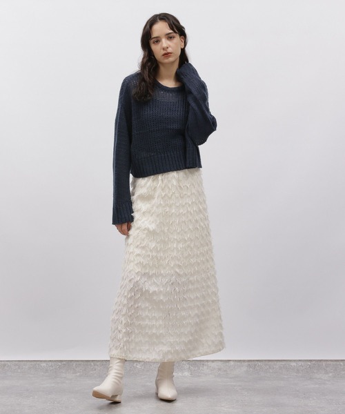 LAKOLE(ラコレ)の「モヘヤタッチクロップドニット / 977452(ニット/セーター・レディース・オフホワイト/グレー/ネイビー・SMALL/MEDIUM)」の10枚目の写真