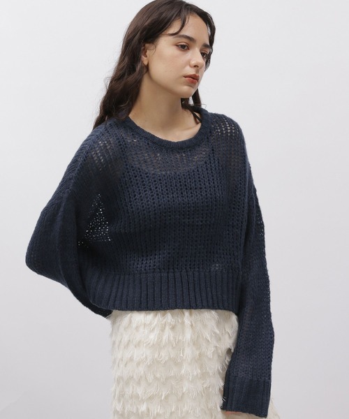 LAKOLE(ラコレ)の「モヘヤタッチクロップドニット / 977452(ニット/セーター・レディース・オフホワイト/グレー/ネイビー・SMALL/MEDIUM)」の12枚目の写真