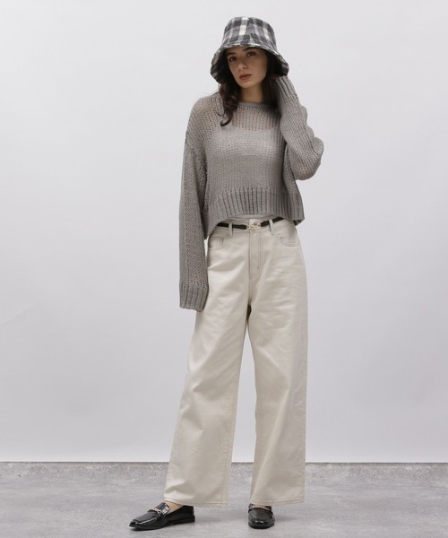 LAKOLE(ラコレ)の「モヘヤタッチクロップドニット / 977452(ニット/セーター・レディース・オフホワイト/グレー/ネイビー・SMALL/MEDIUM)」の8枚目の写真