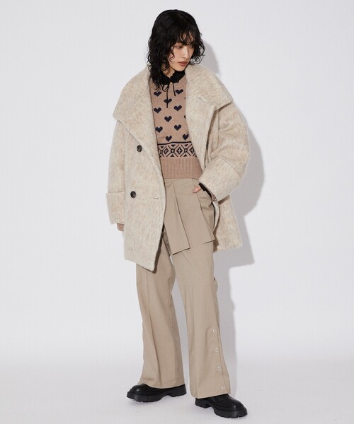 Firsthand（ファーストハンド）の「Firsthand/ファーストハンド レイヤードボトム / リングボタンスリットパンツ/レイヤードボトム / リングボタンスリットパンツ（その他パンツ・レディース・ベージュ/グレー・36/34）」の3枚目の写真