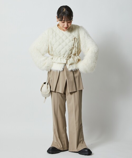 Firsthand（ファーストハンド）の「Firsthand/ファーストハンド レイヤードボトム / リングボタンスリットパンツ/レイヤードボトム / リングボタンスリットパンツ（その他パンツ・レディース・ベージュ/グレー・36/34）」の15枚目の写真