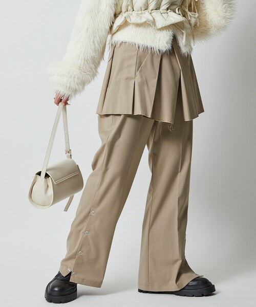 Firsthand（ファーストハンド）の「Firsthand/ファーストハンド レイヤードボトム / リングボタンスリットパンツ/レイヤードボトム / リングボタンスリットパンツ（その他パンツ・レディース・ベージュ/グレー・36/34）」の5枚目の写真