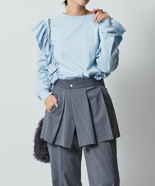 Firsthand（ファーストハンド）の「Firsthand/ファーストハンド レイヤードボトム / リングボタンスリットパンツ/レイヤードボトム / リングボタンスリットパンツ（その他パンツ・レディース・ベージュ/グレー・36/34）」の7枚目の写真