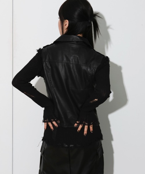 FOLLOWIN（フォロウィン）の「[2023AW] 襟付きライダーベスト（ベスト・レディース・ブラック・FREE）」の6枚目の写真
