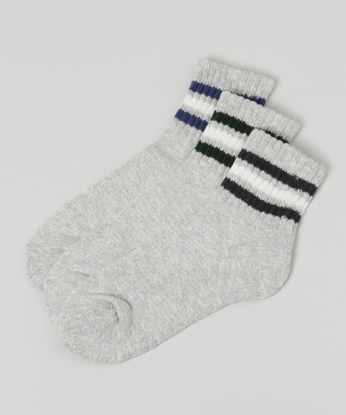 Healthknit(ヘルスニット)の「【Healthknit/ヘルスニット】3P配色ライン/ハーフソックス(ソックス/靴下・メンズ・グレー・FREE)」の1枚目の写真