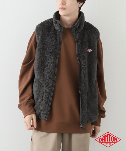 DANTON（ダントン）の「【DANTON / ダントン】 HIGH PILE ZIP STAND COLLAR VEST DT-A0177-HPF（その他アウター・メンズ・ブラック/アイボリー/チャコールグレー・40/42）」の3枚目の写真