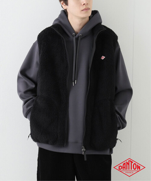DANTON（ダントン）の「【DANTON / ダントン】 HIGH PILE ZIP STAND COLLAR VEST DT-A0177-HPF（その他アウター・メンズ・ブラック/アイボリー/チャコールグレー・40/42）」の2枚目の写真