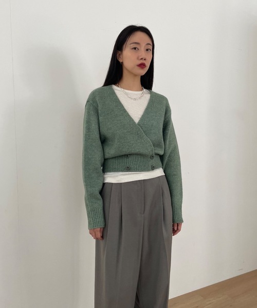 Didot.showroom(ディドット ショールーム)の「【DIDOT.】もっちり肉厚 ラッピング ニット カーディガン(カーディガン/ボレロ・レディース・グレー/クリーム/ミント・FREE)」の7枚目の写真