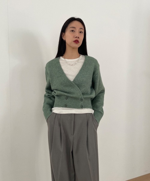 Didot.showroom(ディドット ショールーム)の「【DIDOT.】もっちり肉厚 ラッピング ニット カーディガン(カーディガン/ボレロ・レディース・グレー/クリーム/ミント・FREE)」の4枚目の写真