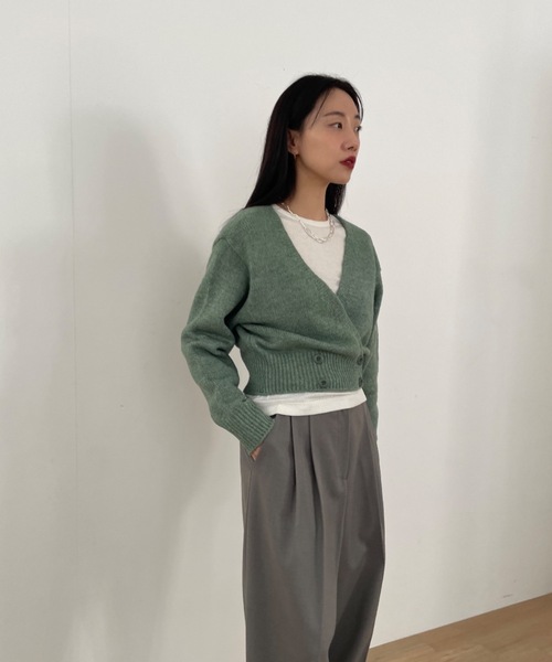Didot.showroom(ディドット ショールーム)の「【DIDOT.】もっちり肉厚 ラッピング ニット カーディガン(カーディガン/ボレロ・レディース・グレー/クリーム/ミント・FREE)」の5枚目の写真