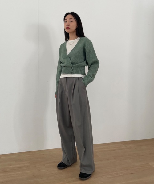 Didot.showroom(ディドット ショールーム)の「【DIDOT.】もっちり肉厚 ラッピング ニット カーディガン(カーディガン/ボレロ・レディース・グレー/クリーム/ミント・FREE)」の6枚目の写真
