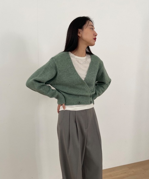 セール】【DIDOT.】もっちり肉厚 ラッピング ニット カーディガン