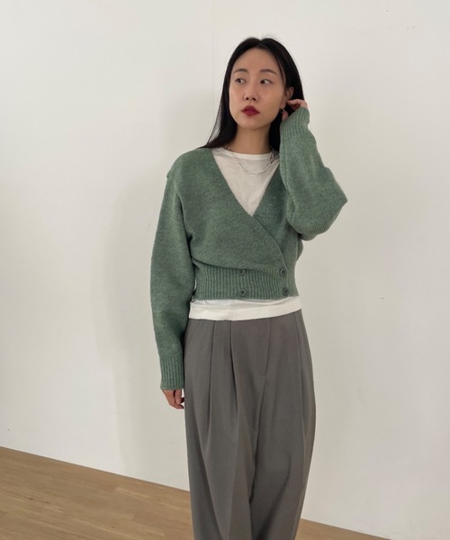 セール】【DIDOT.】もっちり肉厚 ラッピング ニット カーディガン