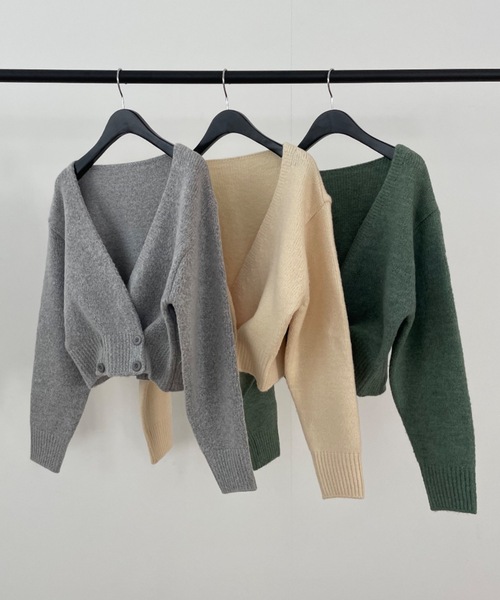 Didot.showroom(ディドット ショールーム)の「【DIDOT.】もっちり肉厚 ラッピング ニット カーディガン(カーディガン/ボレロ・レディース・グレー/クリーム/ミント・FREE)」の9枚目の写真
