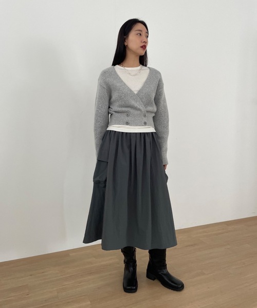 Didot.showroom(ディドット ショールーム)の「【DIDOT.】もっちり肉厚 ラッピング ニット カーディガン(カーディガン/ボレロ・レディース・グレー/クリーム/ミント・FREE)」の16枚目の写真