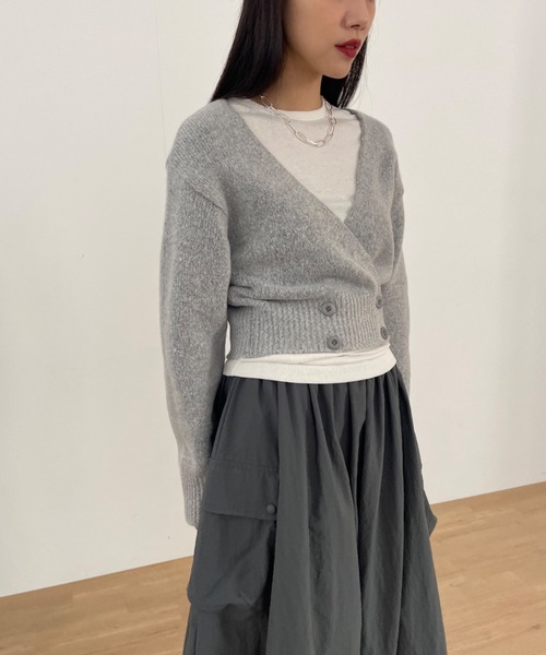 セール】【DIDOT.】もっちり肉厚 ラッピング ニット カーディガン