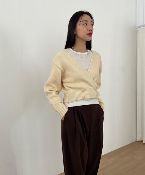 Didot.showroom(ディドット ショールーム)の「【DIDOT.】もっちり肉厚 ラッピング ニット カーディガン(カーディガン/ボレロ・レディース・グレー/クリーム/ミント・FREE)」の21枚目の写真