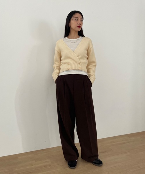 セール】【DIDOT.】もっちり肉厚 ラッピング ニット カーディガン