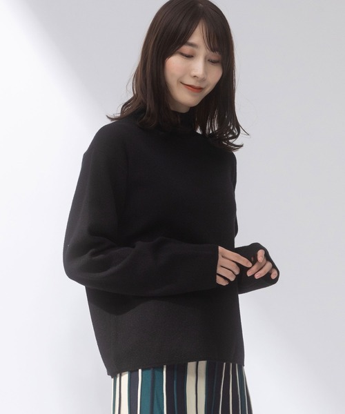 AnNet(アネット)の「【 とろみニット 】スタンドネック セーター(ニット/セーター・レディース・レッド/ベージュ/ブラック・4L/5L/3L)」の2枚目の写真