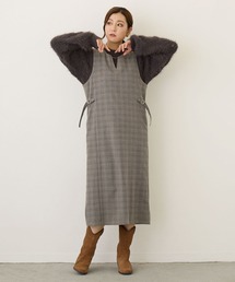 NICOLE white | メタル付きジャンパースカート/【チェック柄・ヘリンボーン柄】(ジャンパースカート)