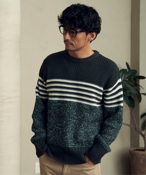 ikka(イッカ)の「編地MIXパネルボーダーニット(ニット/セーター・メンズ・ワイン/グレー/グリーン/ネイビー・XL/S/M/L)」の22枚目の写真