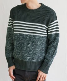 編地MIXパネルボーダーニット