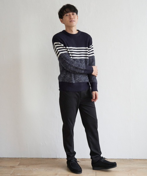 ikka(イッカ)の「編地MIXパネルボーダーニット(ニット/セーター・メンズ・ワイン/グレー/グリーン/ネイビー・XL/S/M/L)」の15枚目の写真