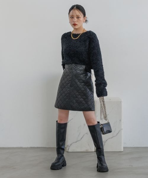 JEANASIS（ジーナシス）の「カールシャギーショートプルオーバー/ 989699（ニット/セーター・レディース・ピンク系その他/ブラック/グレー・FREE）」の5枚目の写真