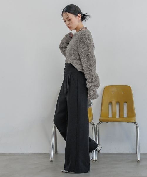 JEANASIS（ジーナシス）の「カールシャギーショートプルオーバー/ 989699（ニット/セーター・レディース・ピンク系その他/ブラック/グレー・FREE）」の8枚目の写真