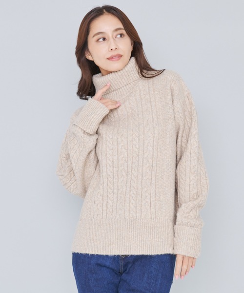 Arnold Palmer（アーノルドパーマー）の「タートル ネック ケーブルニット プルオーバー（ニット/セーター・レディース・チャコールグレー/ピンク/ライトベージュ・M/L/S）」の2枚目の写真