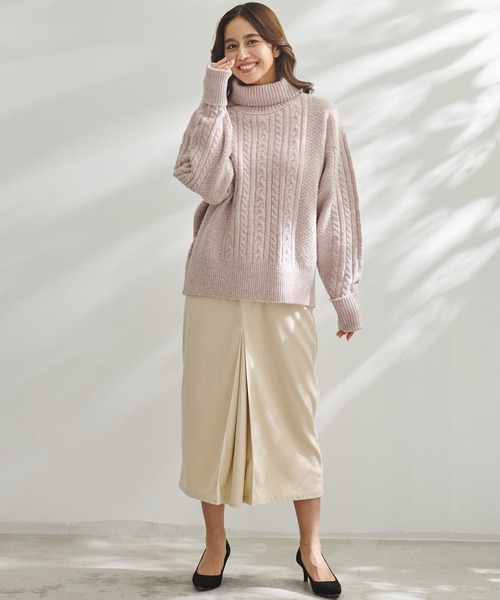 Arnold Palmer（アーノルドパーマー）の「タートル ネック ケーブルニット プルオーバー（ニット/セーター・レディース・チャコールグレー/ピンク/ライトベージュ・M/L/S）」の17枚目の写真