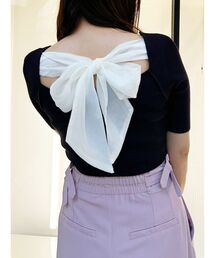 MERCURYDUO | 2WAY異素材BIGリボンニット(ニット/セーター)