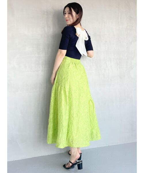 MERCURYDUO(マーキュリーデュオ)の「2WAY異素材BIGリボンニット(ニット/セーター・レディース・オフホワイト/ネイビー/ピンク・FREE)」の4枚目の写真