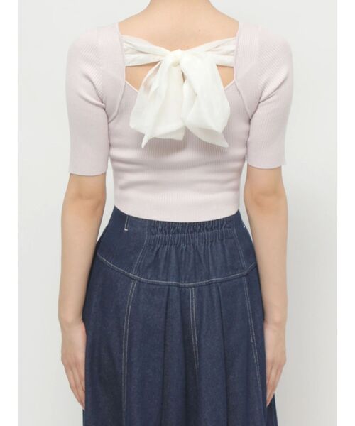 MERCURYDUO(マーキュリーデュオ)の「2WAY異素材BIGリボンニット(ニット/セーター・レディース・オフホワイト/ネイビー/ピンク・FREE)」の11枚目の写真