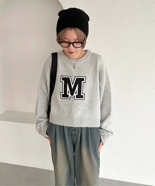 apres jour mignon（アプレジュールミニョン）の「Mロゴニット【ZOZOTOWN限定アイテム】（ニット/セーター・レディース・オフホワイト/グレー/ネイビー・X-LARGE/フリー）」の12枚目の写真