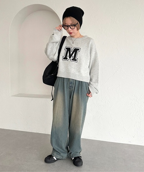 apres jour mignon（アプレジュールミニョン）の「Mロゴニット【ZOZOTOWN限定アイテム】（ニット/セーター・レディース・オフホワイト/グレー/ネイビー・X-LARGE/フリー）」の20枚目の写真