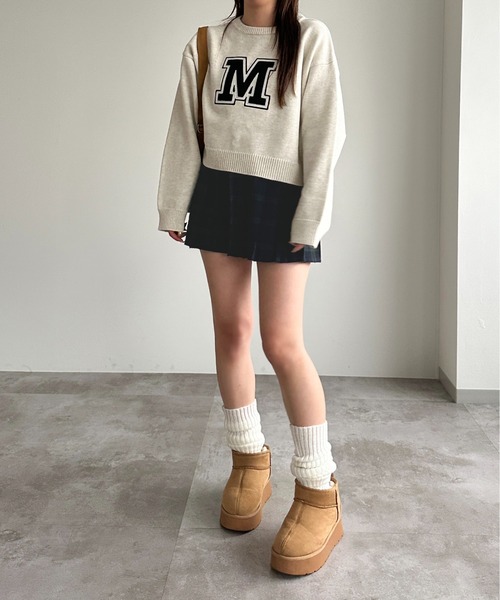 apres jour mignon（アプレジュールミニョン）の「Mロゴニット【ZOZOTOWN限定アイテム】（ニット/セーター・レディース・オフホワイト/グレー/ネイビー・X-LARGE/フリー）」の21枚目の写真