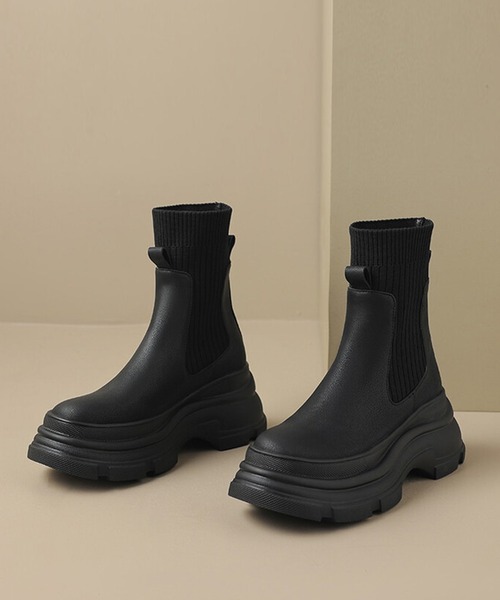 shoes365(シューズスリーシックスファイヴ)の「【shoes365】ニットソックス ブーツ(ブーツ・レディース・ブラック/ベージュ・22.5cm/24.5cm/25.0cm/24.0cm/23.5cm/23.0cm)」の22枚目の写真