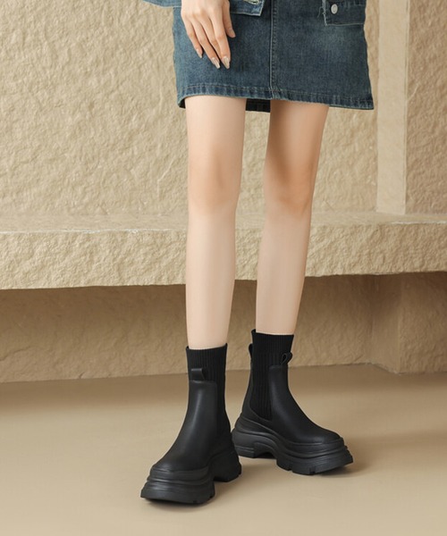 shoes365(シューズスリーシックスファイヴ)の「【shoes365】ニットソックス ブーツ(ブーツ・レディース・ブラック/ベージュ・22.5cm/24.5cm/25.0cm/24.0cm/23.5cm/23.0cm)」の20枚目の写真