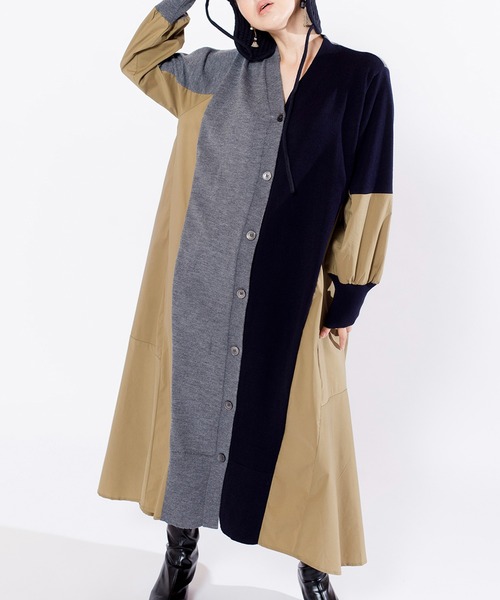 OSMOSIS（オズモーシス）の「切替ニットワンピース（ワンピース・レディース・ブラック/ネイビー/アイボリー・ONE SIZE）」の3枚目の写真