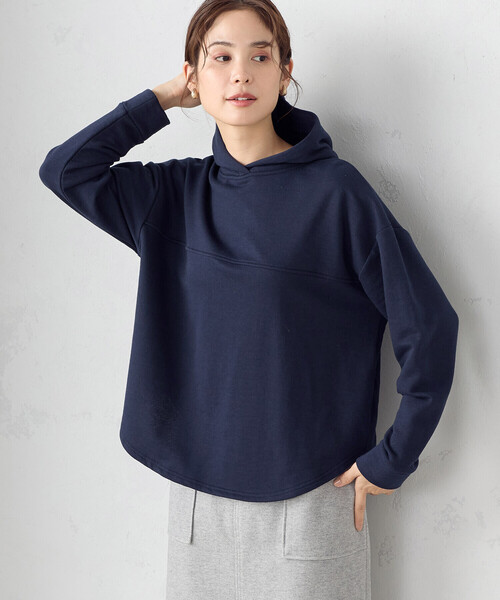 COMME CA ISM(コムサイズム)の「裏毛 パーカー(パーカー・レディース・ネイビー/ミント/アイボリー・LARGE/MEDIUM)」の3枚目の写真