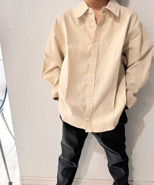 ZI-ON(ジーオン)の「レギュラーカラー オックスフォードシャツ(シャツ/ブラウス・キッズ・ベージュ/グレー系その他2/ネイビー/オフホワイト/チャコール/サックスブルー・120cm/110cm/140cm/130cm/160cm/150cm)」の9枚目の写真