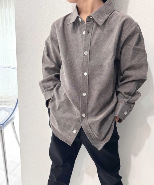 ZI-ON(ジーオン)の「レギュラーカラー オックスフォードシャツ(シャツ/ブラウス・キッズ・ベージュ/グレー系その他2/ネイビー/オフホワイト/チャコール/サックスブルー・120cm/110cm/140cm/130cm/160cm/150cm)」の7枚目の写真