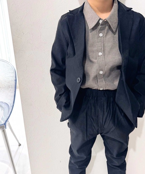 ZI-ON(ジーオン)の「レギュラーカラー オックスフォードシャツ(シャツ/ブラウス・キッズ・ベージュ/グレー系その他2/ネイビー/オフホワイト/チャコール/サックスブルー・120cm/110cm/140cm/130cm/160cm/150cm)」の22枚目の写真