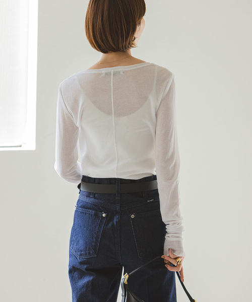 Noble（ノーブル）の「シアーテレコロングスリーブプルオーバー（Tシャツ/カットソー・レディース・ブラック/ホワイト・FREE）」の17枚目の写真