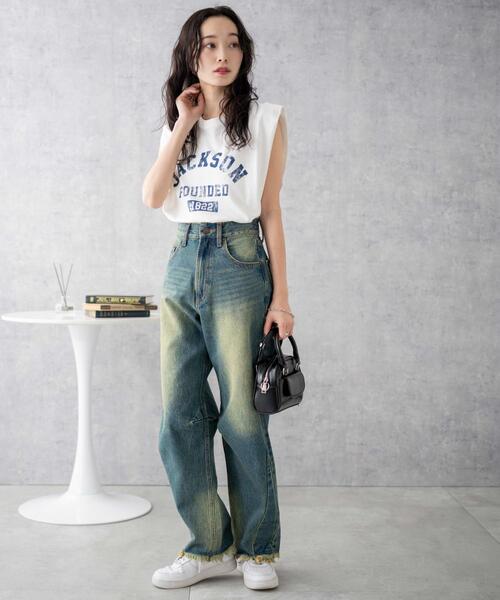 WEGO（ウィゴー）の「WEGO/ヴィンテージウォッシュカーブデニムパンツ（デニムパンツ・レディース・インディゴブルー/コバルトブルー/ブラック系その他/ブラック/スミクロ・SMALL/MEDIUM）」の14枚目の写真