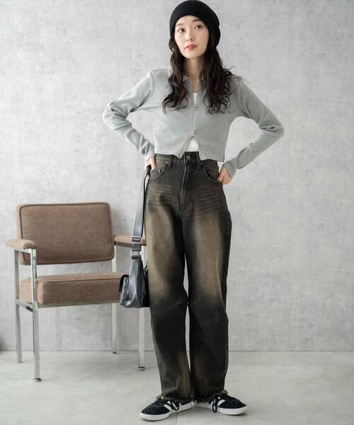 WEGO（ウィゴー）の「WEGO/ヴィンテージウォッシュカーブデニムパンツ（デニムパンツ・レディース・インディゴブルー/コバルトブルー/ブラック系その他/ブラック/スミクロ・SMALL/MEDIUM）」の12枚目の写真