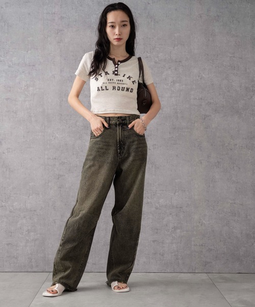 WEGO（ウィゴー）の「WEGO/ヴィンテージウォッシュカーブデニムパンツ（デニムパンツ・レディース・インディゴブルー/コバルトブルー/ブラック系その他/ブラック/スミクロ・SMALL/MEDIUM）」の6枚目の写真