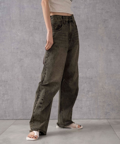 WEGO（ウィゴー）の「WEGO/ヴィンテージウォッシュカーブデニムパンツ（デニムパンツ・レディース・インディゴブルー/コバルトブルー/ブラック系その他/ブラック/スミクロ・SMALL/MEDIUM）」の8枚目の写真